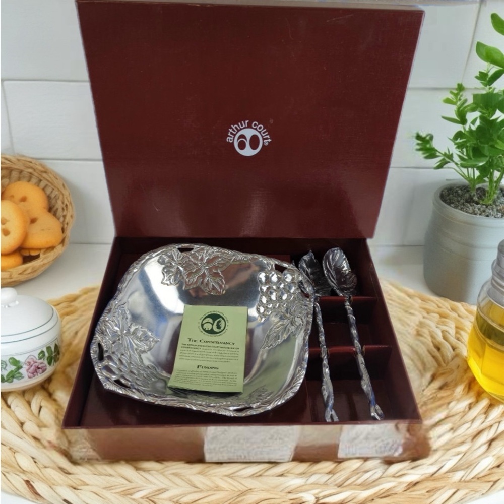 ****SOLD*****Arthur Court Silver Leaf Design Serving Set NEVER USED!